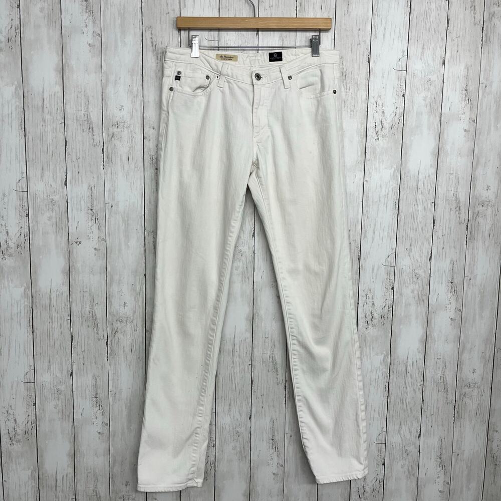AG Adriano Goldschmied The Premiere Skinny Straight White Jeans 29R Flawed USA
